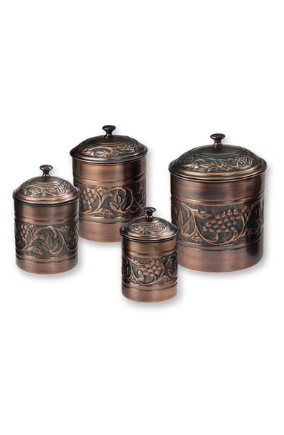Shop Odi Housewares Heritage 4-piece Kitchen Canister Set In Antique Copper