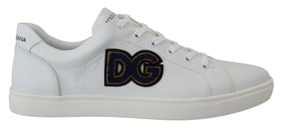 Shop Dolce & Gabbana White Leather Dg Logo Casual Sneakers Men's Shoes