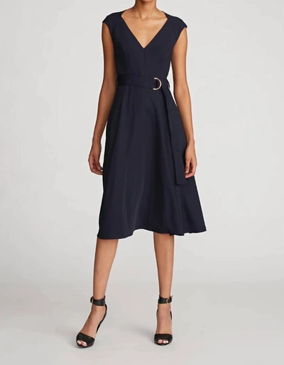 Shop Halston Heritage Shelbee Dress In Tech Suiting In Midnight In Blue