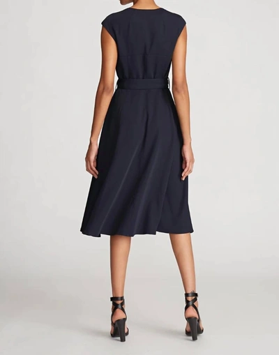 Shop Halston Heritage Shelbee Dress In Tech Suiting In Midnight In Blue