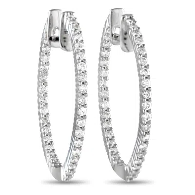Non Branded Lb Exclusive 14k White Gold 1.0ct Diamond Inside-out Hoop Earrings