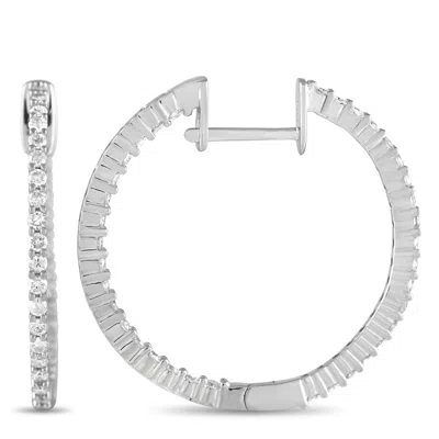 Non Branded Lb Exclusive 14k White Gold 1.0ct Diamond Inside-out Hoop Earrings