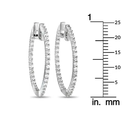 Non Branded Lb Exclusive 14k White Gold 1.0ct Diamond Inside-out Hoop Earrings