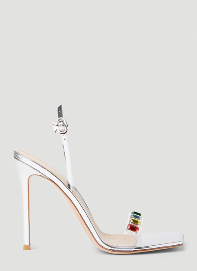 Shop Gianvito Rossi Ribbon Candy High Heel Sandals In Silver