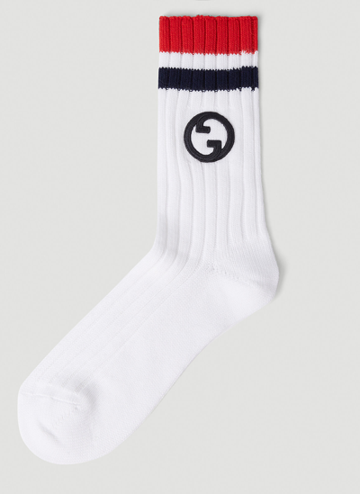 Shop Gucci Logo Socks In Ivory
