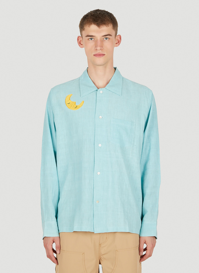 Shop Sky High Farm Workwear Boticelli Sunflower Shirt Unisex Light Blueunisex