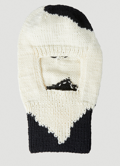 Shop Sky High Farm Workwear Hand Knitted Cow Balaclava In Black