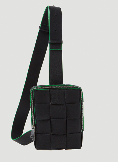 Shop Bottega Veneta Cassette Crossbody Bag In Black