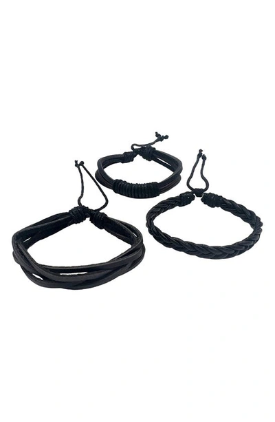 Shop Adornia Set Of 3 Black Leather Slider Bracelets