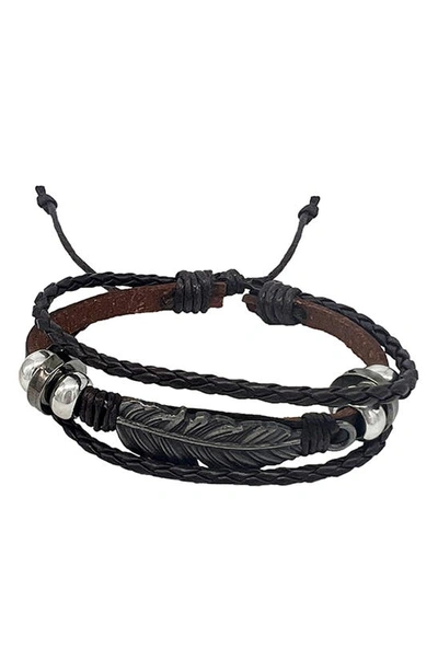 Shop Adornia Leather Multistrand Slider Bracelet In Brown