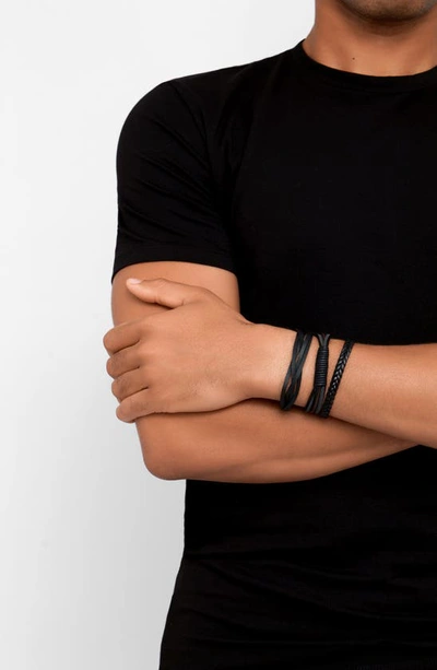 Shop Adornia Set Of 3 Black Leather Slider Bracelets