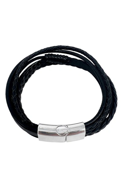 Shop Adornia Leather Multistrand Magnetic Bracelet In Black