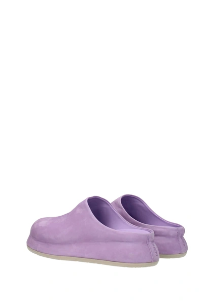 Shop Jacquemus Slippers And Clogs Suede Violet Lilac