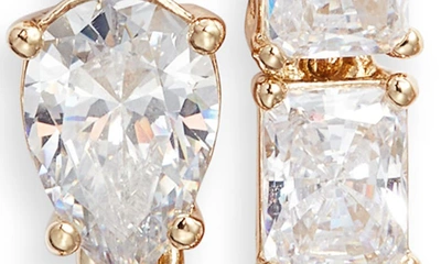 Nadri Emerald Isle Cubic Zirconia Double Linear Drop Earrings In Gold With Clear