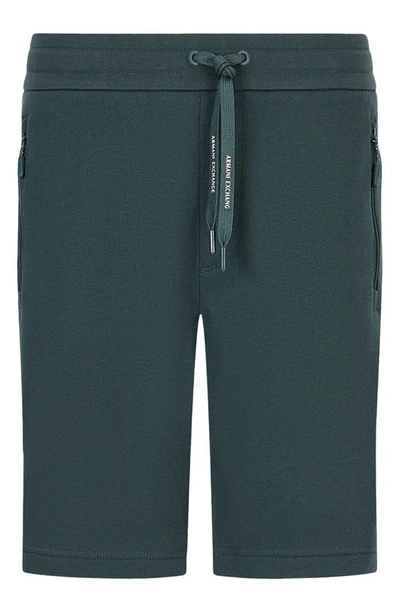 Shop Armani Exchange Bermuda Sweat Shorts In Green Gables