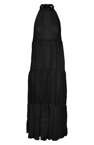 Shop Vero Moda Eva Beach Halter Maxi Dress In Black