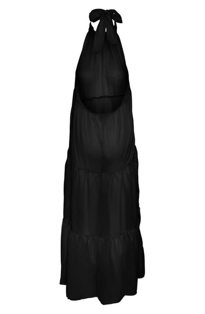 Shop Vero Moda Eva Beach Halter Maxi Dress In Black