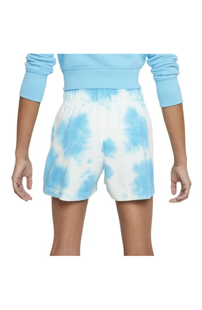 Shop Nike Kids' Sportswear Tie Dye Shorts In Baltic Blue/ Sail