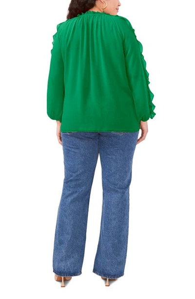 Shop 1.state 1. State Ruffle Cold-shoulder Georgette Top In Electric Green