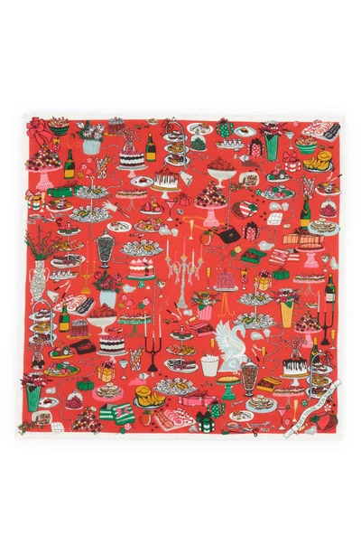 Shop Kate Spade Party Table Square Silk Scarf In Red