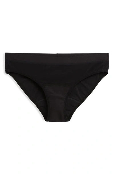 Shop Tomboyx First Line Stretch Cotton Period Bikini In Pure Black