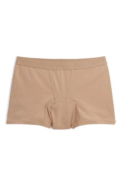 Shop Tomboyx First Line Stretch Cotton Period 4.5-inch Trunks In Chai
