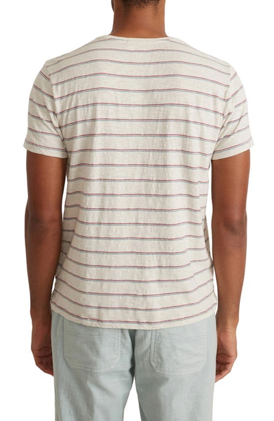 Shop Marine Layer Stripe Cotton Slub T-shirt In Rose Wine/ Green Stripe