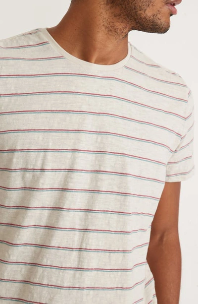Shop Marine Layer Stripe Cotton Slub T-shirt In Rose Wine/ Green Stripe