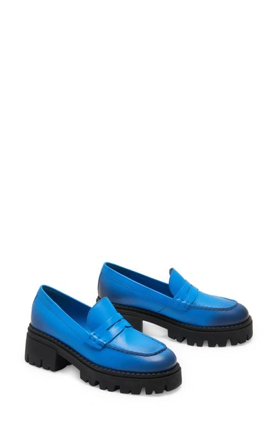 Shop Free People Lyra Lug Sole Loafer In Baywatch Blue