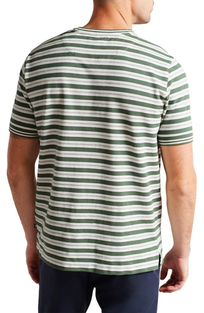 Shop Ted Baker Vadell Stripe Cotton & Linen Crewneck T-shirt In Khaki