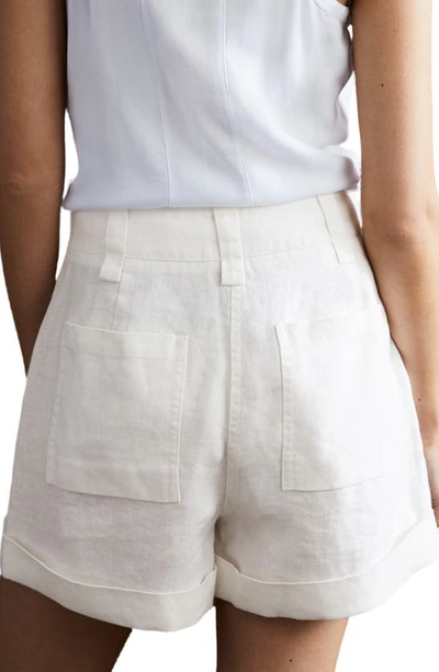 Shop Reiss Demi High Waist Linen Shorts In White