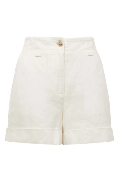 Shop Reiss Demi High Waist Linen Shorts In White