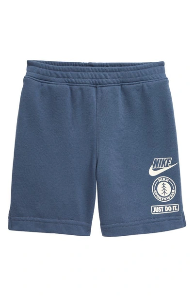 Shop Nike Kids' Leave No Trace French Terry Taping Athletic Shorts In Diffused Blue