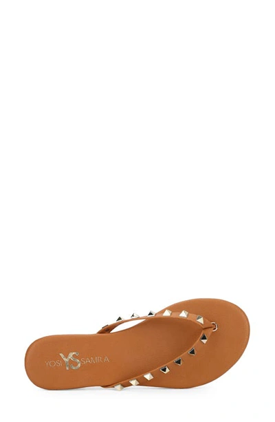 Shop Yosi Samra Rivington Stud Flip Flop In Cognac