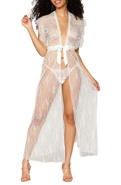Shop Dreamgirl Lace Robe & G-string Thong In White