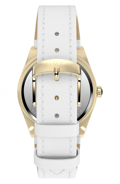 Timex ® Simone Leather Strap Chronograph Watch, 38mm In White