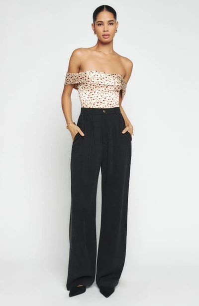 Shop Reformation Lux Off The Shoulder Silk Blouse In Madison