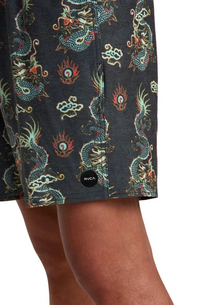 Shop Rvca Atlas Dragon Print Hybrid Shorts In Charcoal Multi