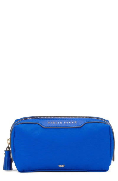 Shop Anya Hindmarch Girlie Stuff Econyl® Recycled Nylon Cosmetics Case In Electric Blue