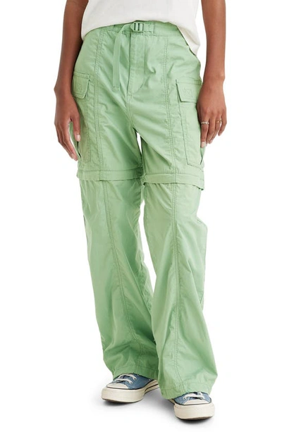 Shop Levi's Belted Convertible Cotton Cargo Pants In Granite Green