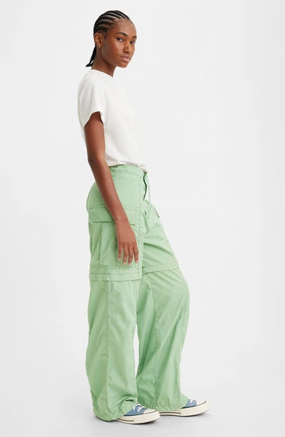 Shop Levi's Belted Convertible Cotton Cargo Pants In Granite Green