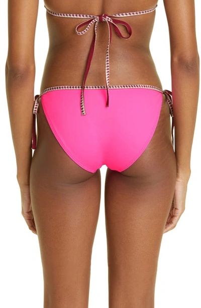 Shop Lemlem Lena String Bikini Bottoms In Bright Pink