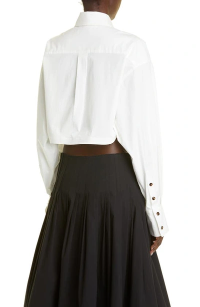 Shop Proenza Schouler Crop Poplin Button-up Shirt In White