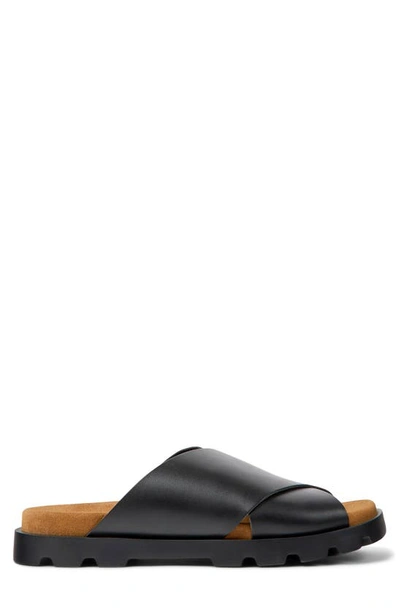 Shop Camper Brutus Slide Sandal In Black Leather