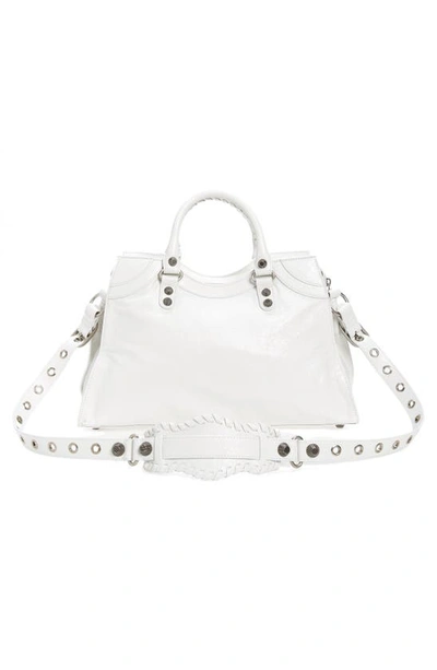 Shop Balenciaga Neo Cagole City Leather Shoulder Bag In Optic White