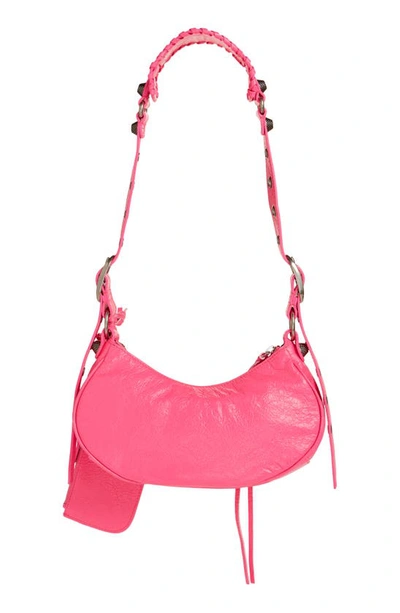 Shop Balenciaga Extra Small Le Cagole Lambskin Shoulder Bag In Fluo Pink