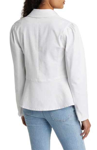 Wit & Wisdom Peplum Denim Jacket In Optic White