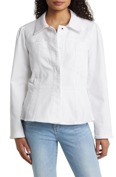 Wit & Wisdom Peplum Denim Jacket In Optic White