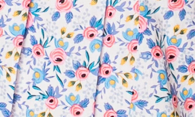 Popatu Kids' Floral Flutter Sleeve Bow Dress In Blue