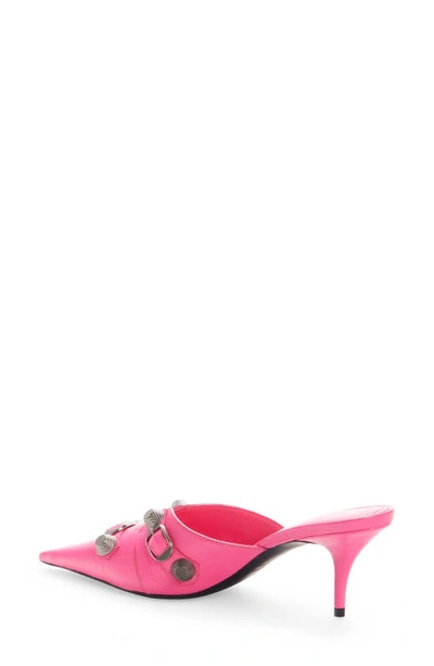 Shop Balenciaga Cagole Pointed Toe Mule In Fluo Pink
